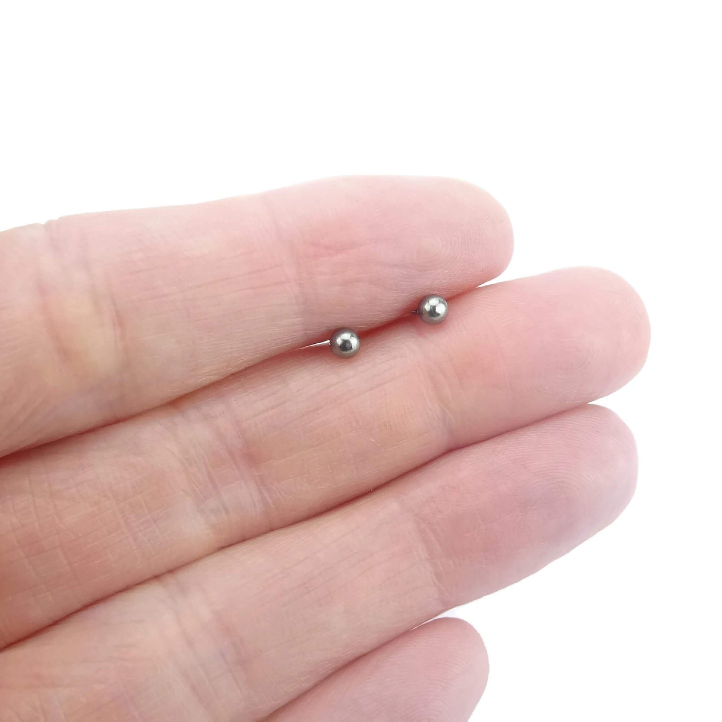 Silver Ball Earrings Titanium Studs 3mm