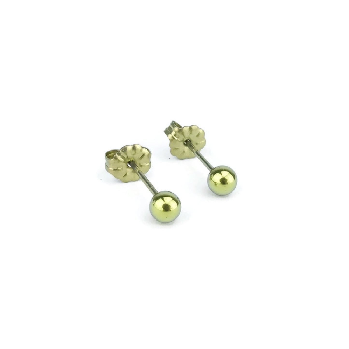 4mm Gold Ball Studs Titanium Earrings