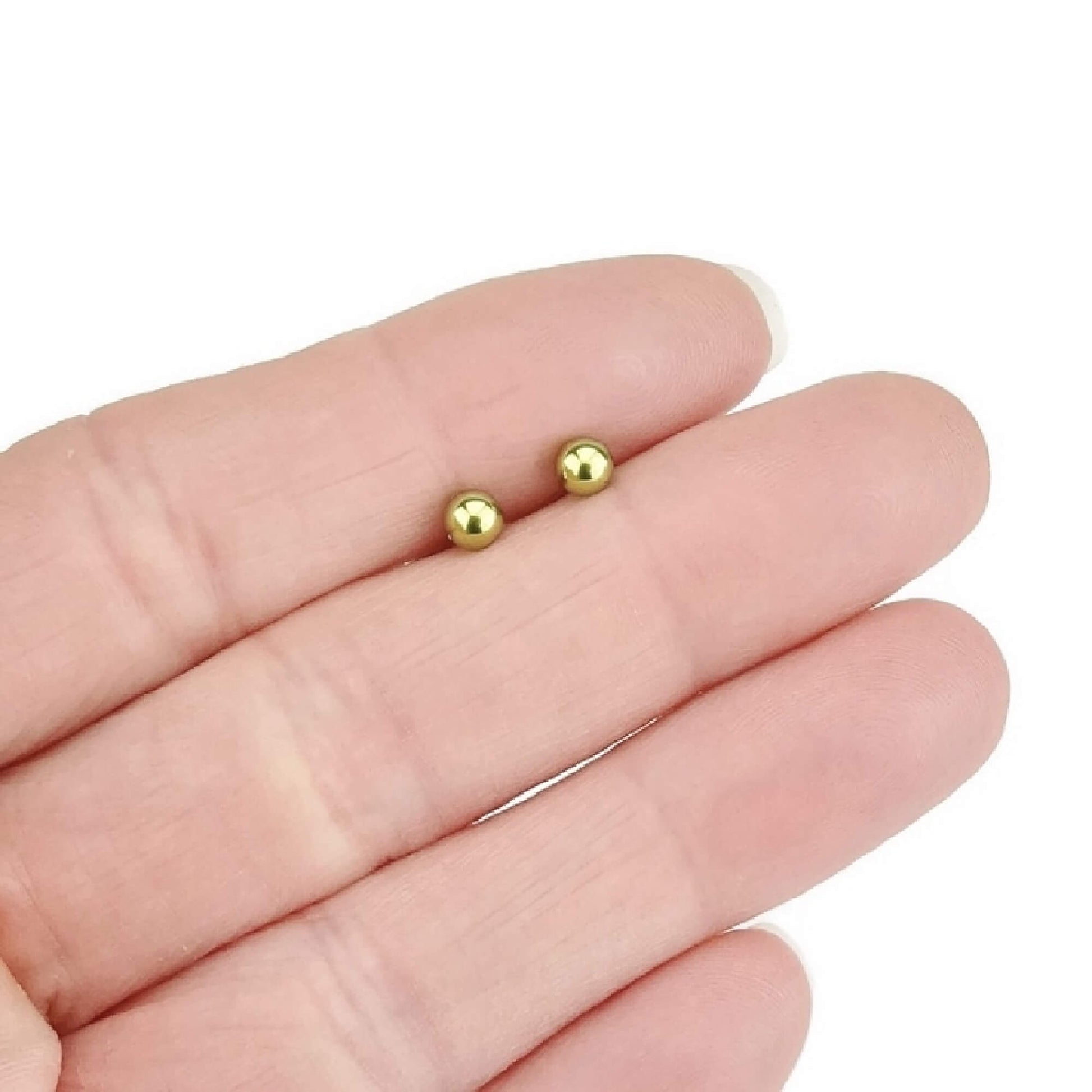 Gold Titanium Post Earrings 4mm Ball Studs