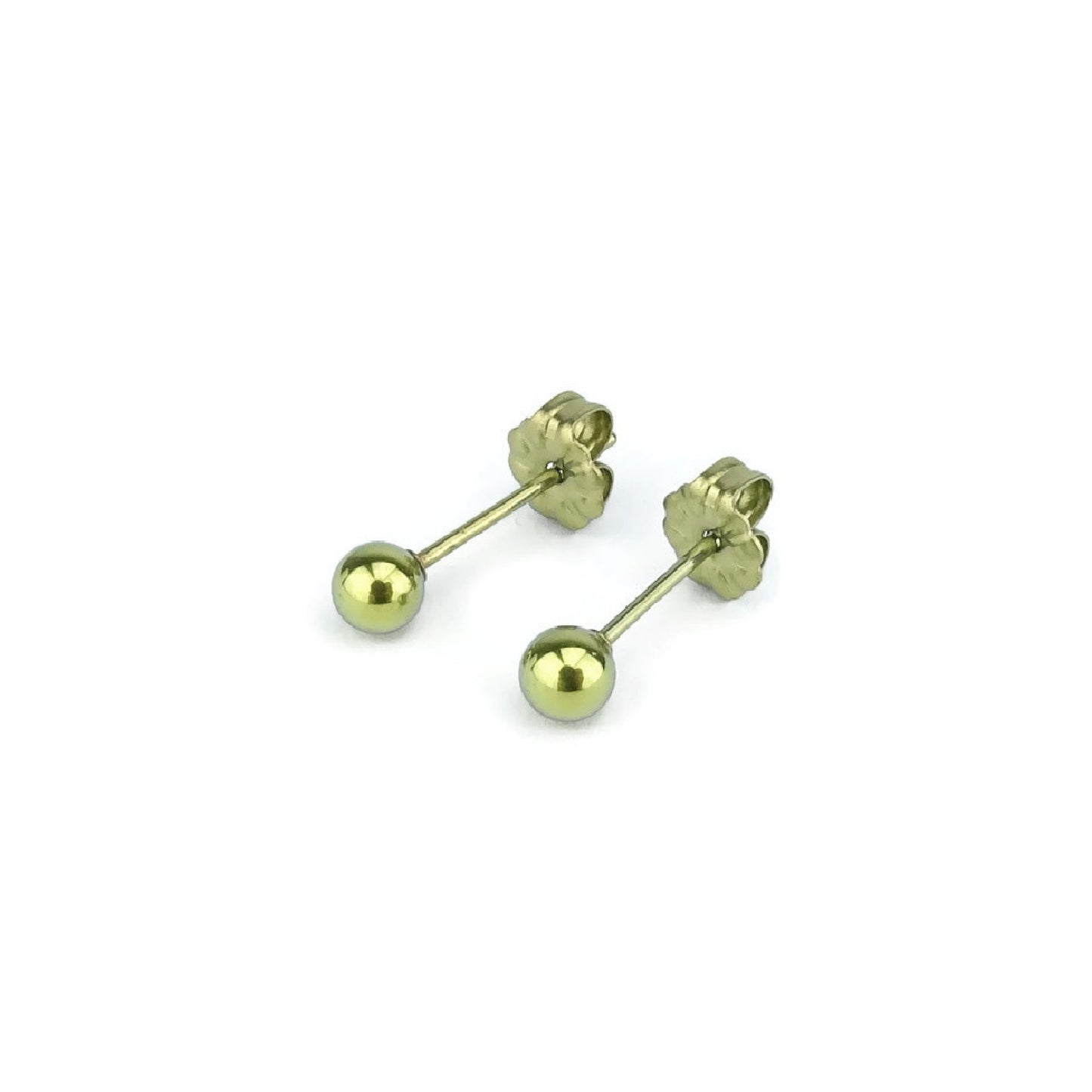 4mm Gold Ball Earrings Titanium