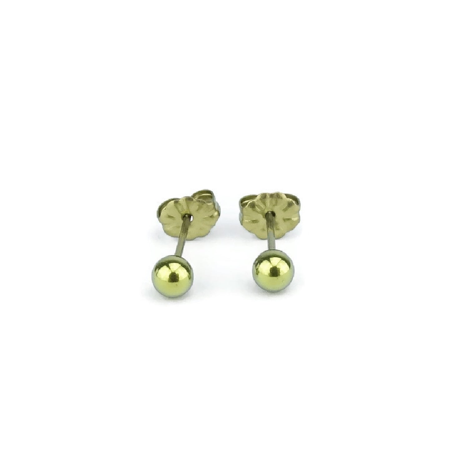 4mm Gold Stud Earrings Titanium Ball Posts