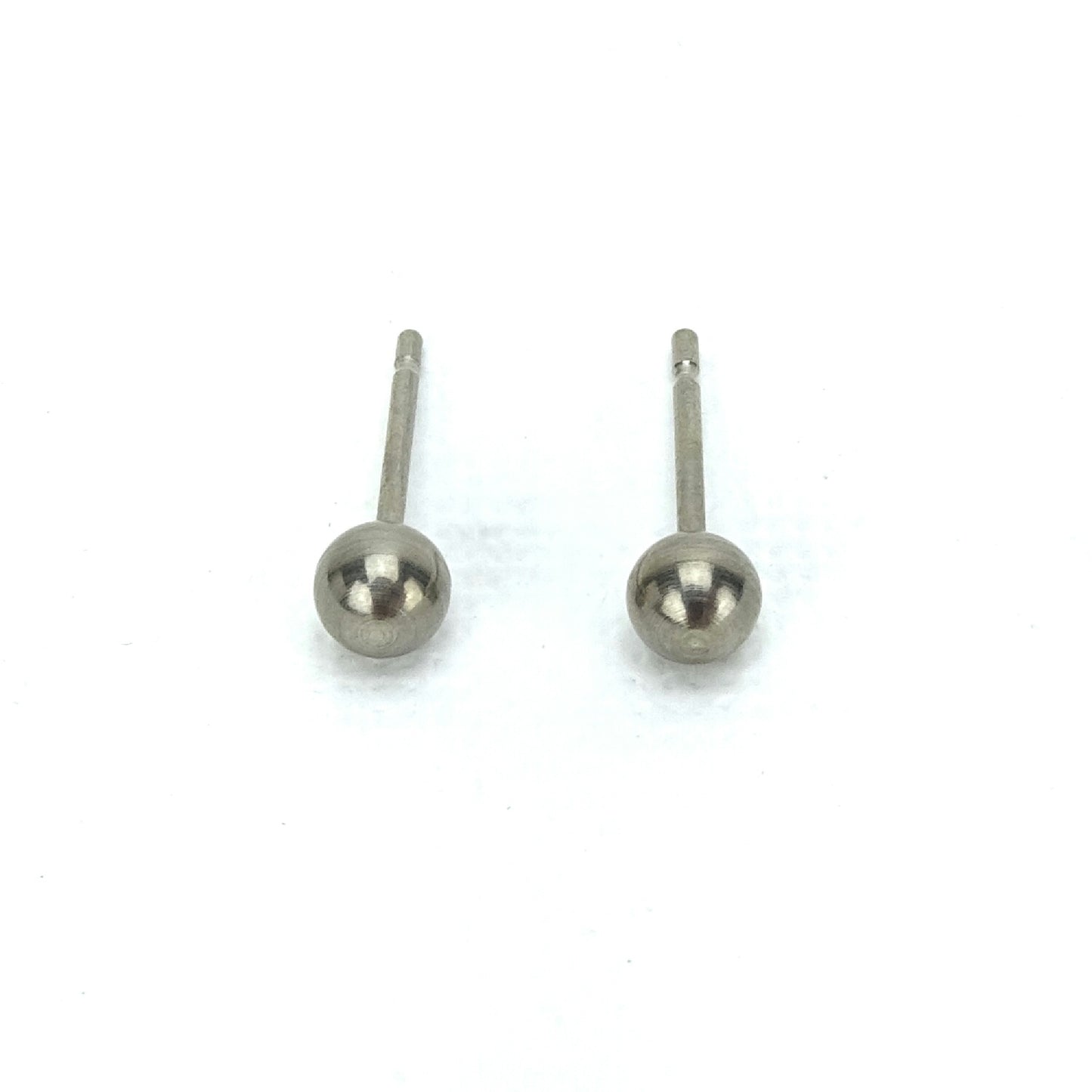 4mm Silver Ball Earrings Titanium