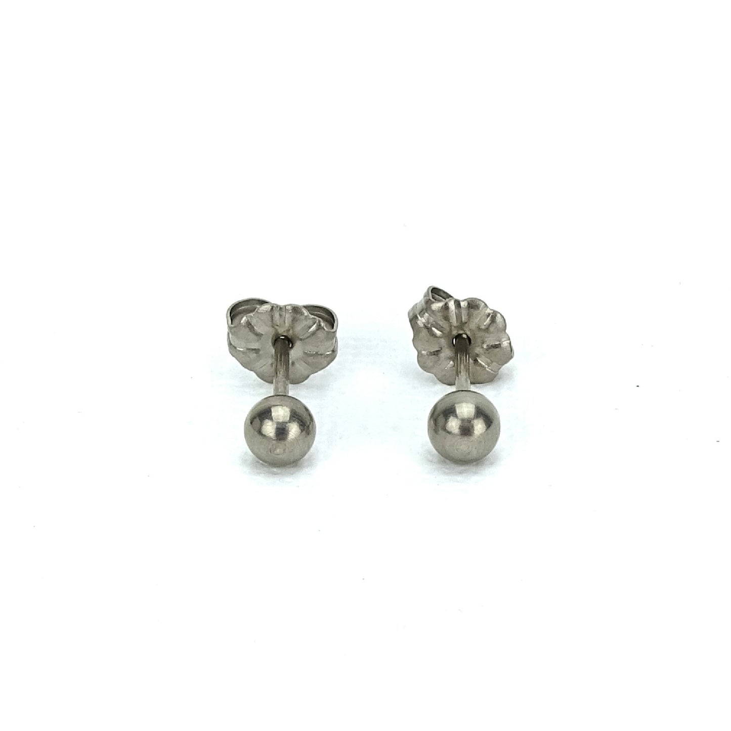 4mm Silver Stud Earrings Titanium Ball Posts