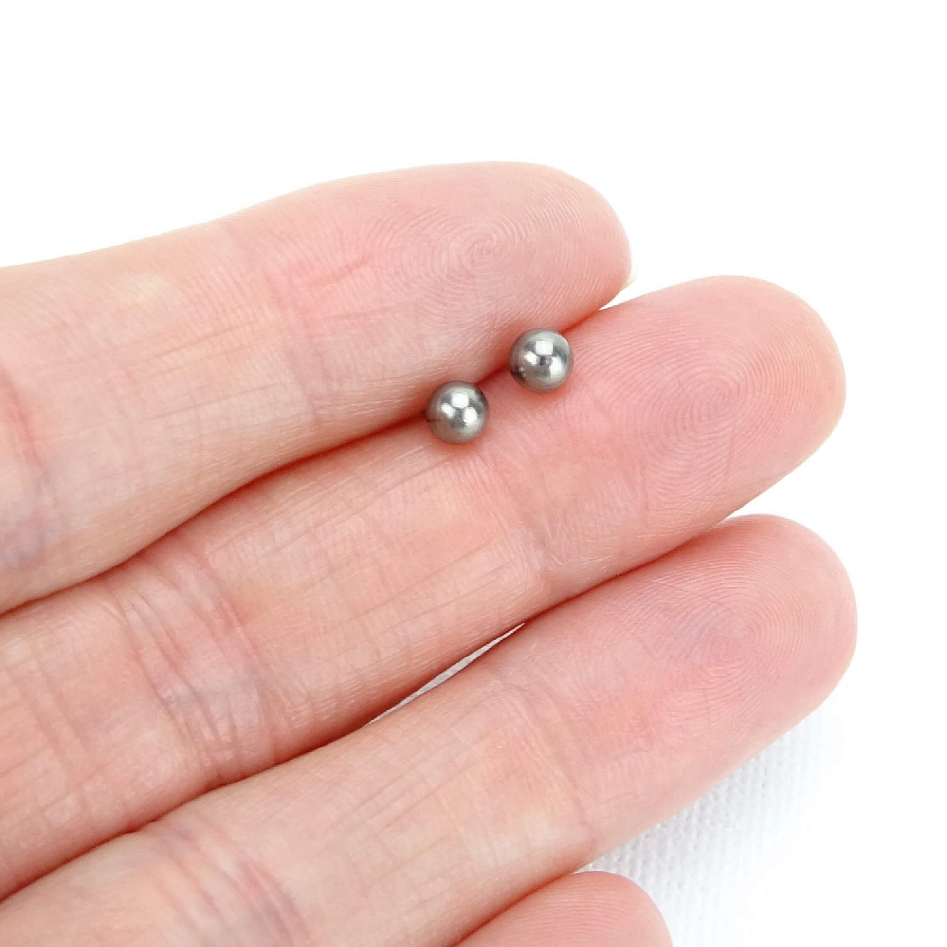 Silver Ball Earrings Titanium Studs 4mm
