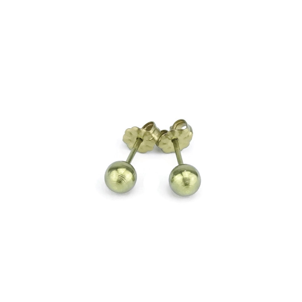 5mm Gold Stud Earrings Titanium Ball Posts
