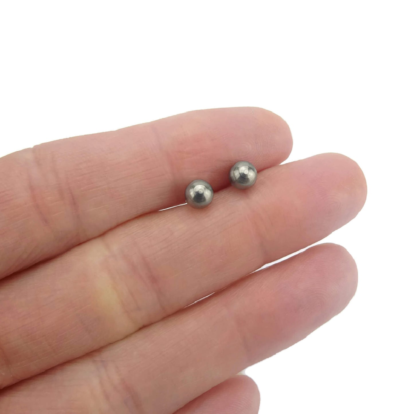 Silver Ball Earrings Titanium Studs 5mm