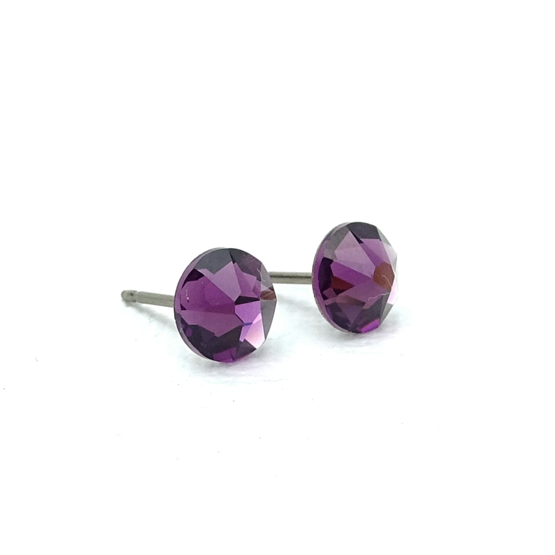 Amethyst Titanium Stud Earrings