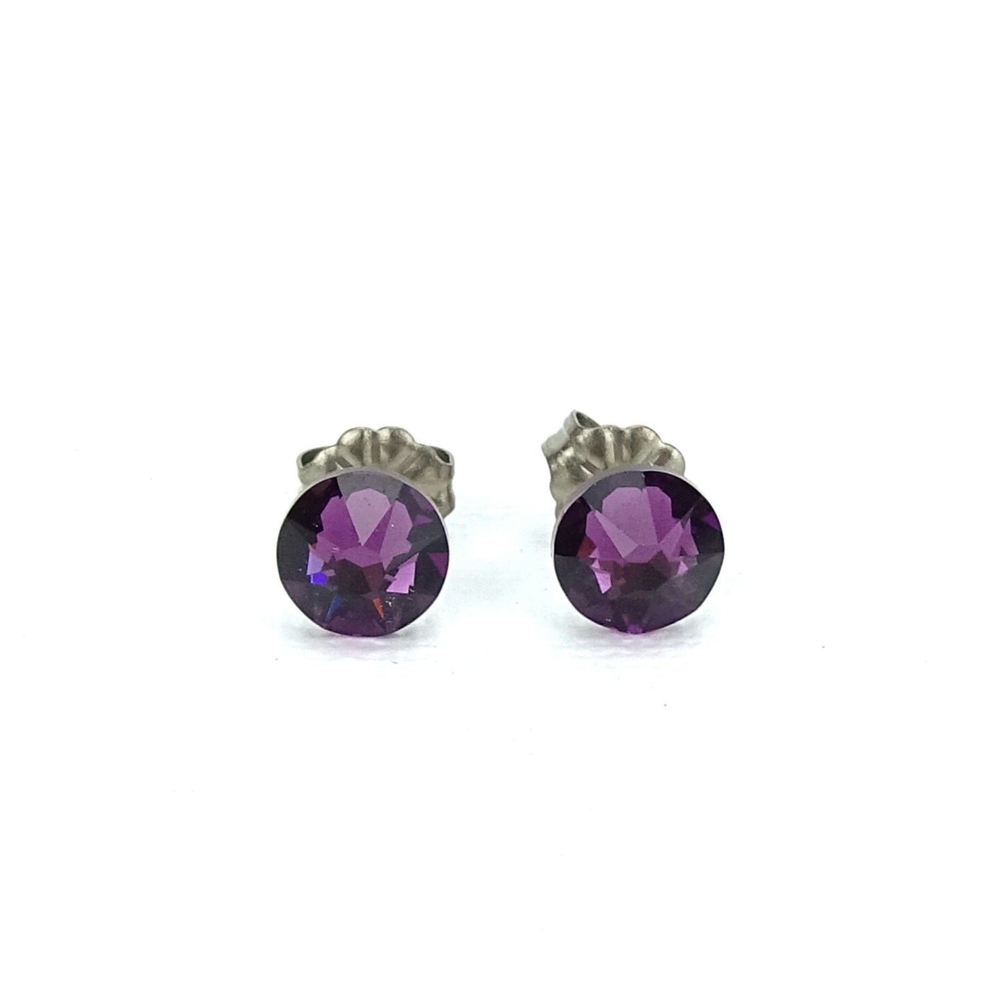 Amethyst Titanium Stud Earrings for Sensitive Ears