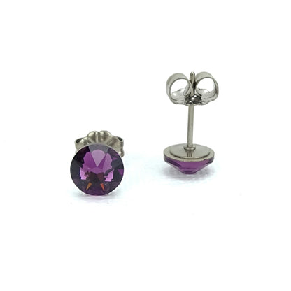 Amethyst Nickel Free Stud Earrings