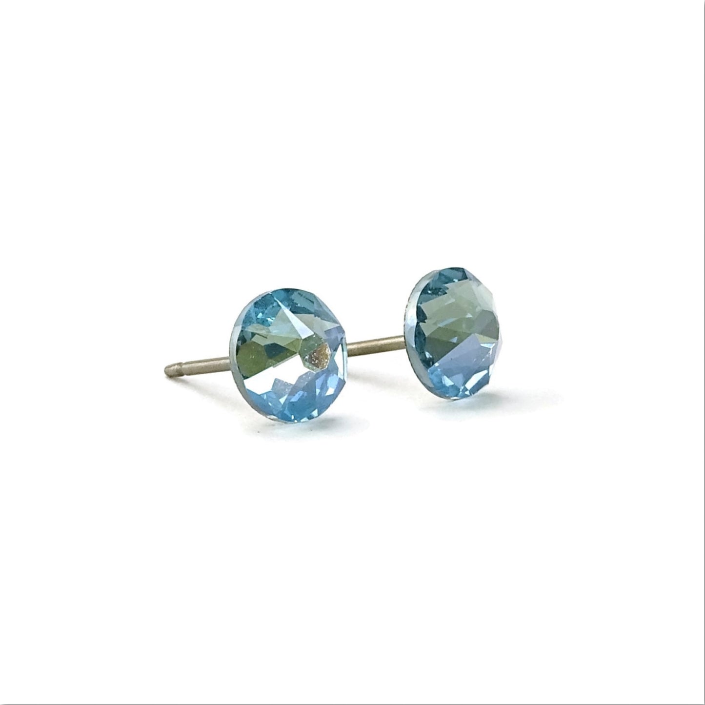 Aquamarine Moonlight Titanium Stud Earrings