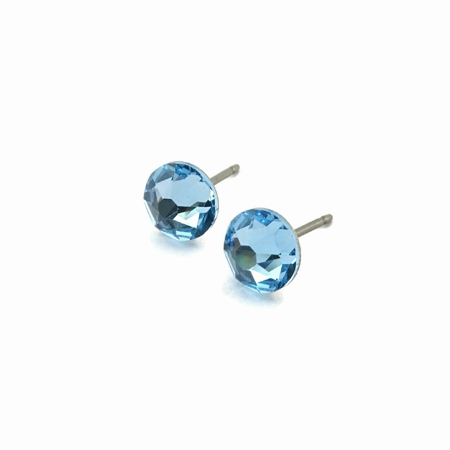 Aquamarine Titanium Post Earrings