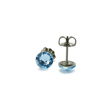 Aquamarine Nickel Free Stud Earrings