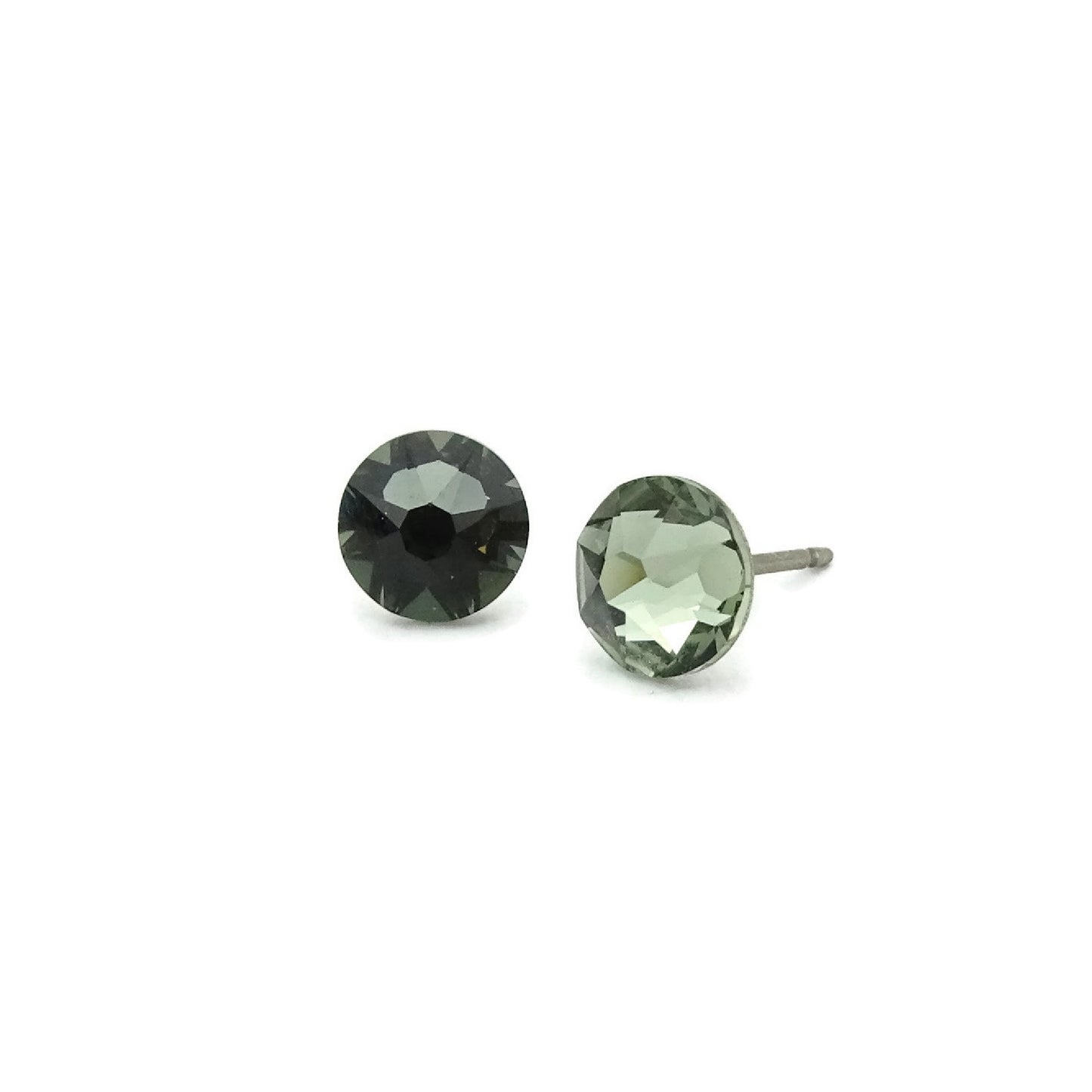 Black Diamond Titanium Stud Earrings for Sensitive Ears