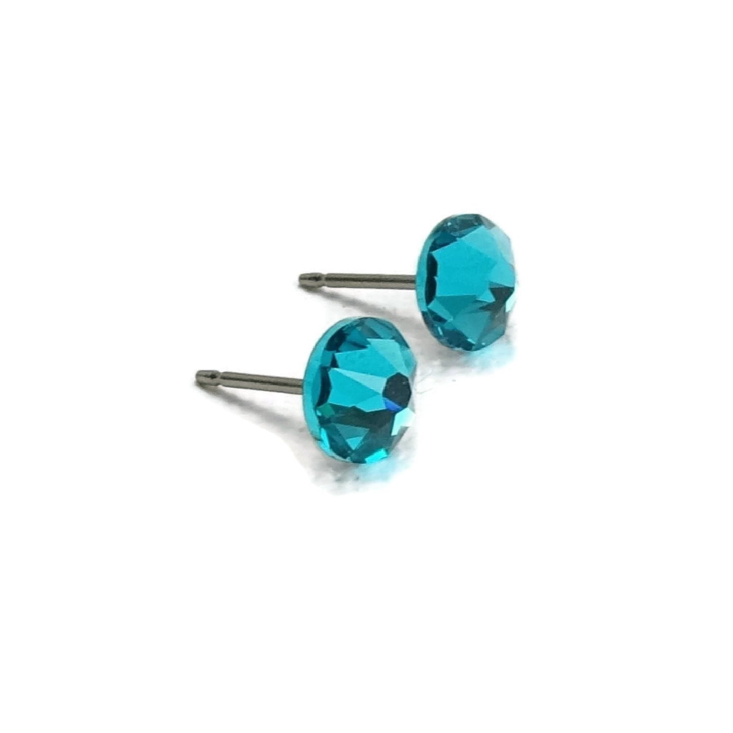 Blue Zircon Titanium Stud Earrings