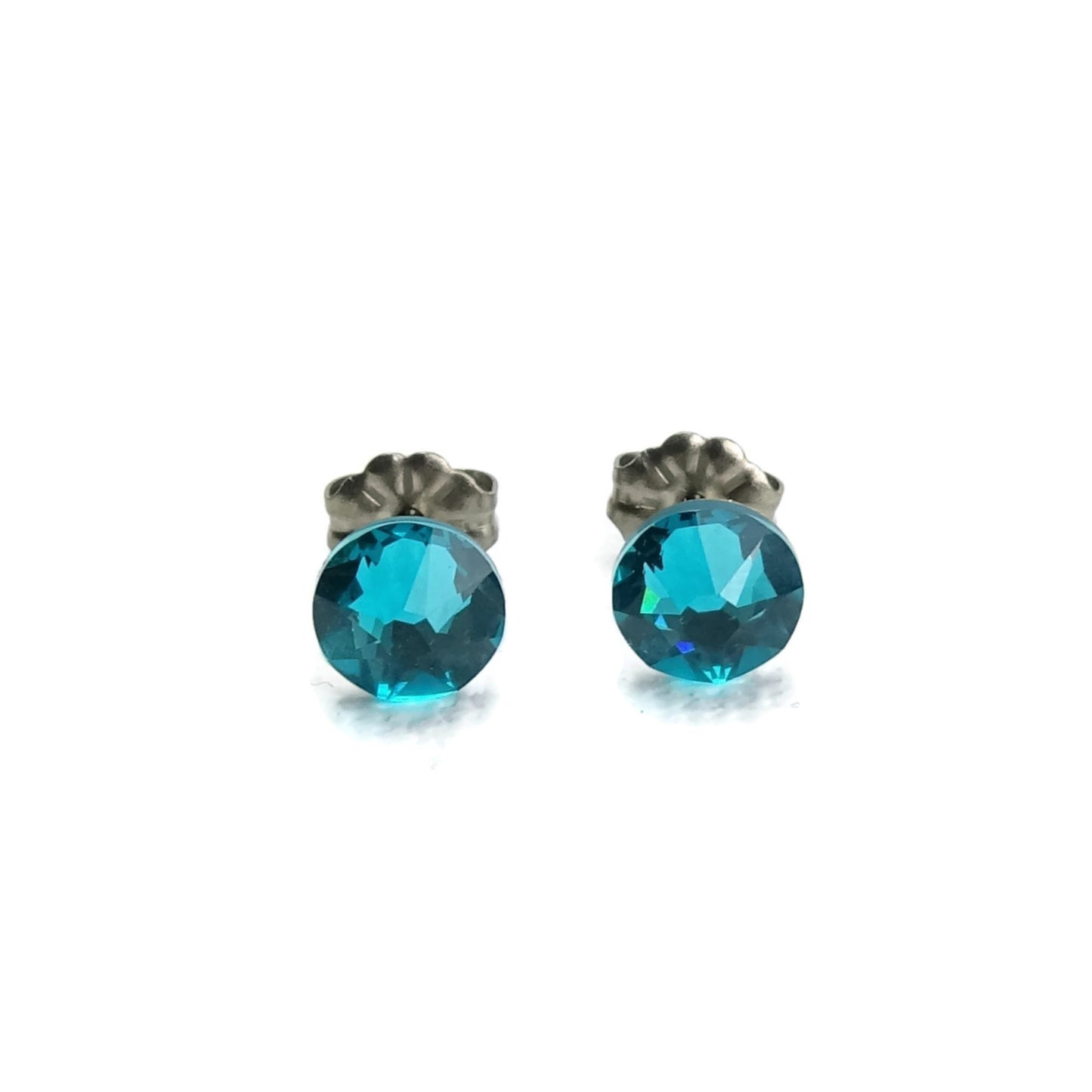 Blue Zircon Titanium Stud Earrings