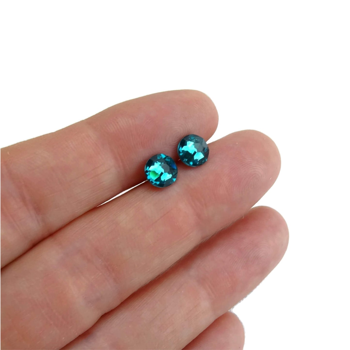 Blue Zircon Titanium Stud Earrings