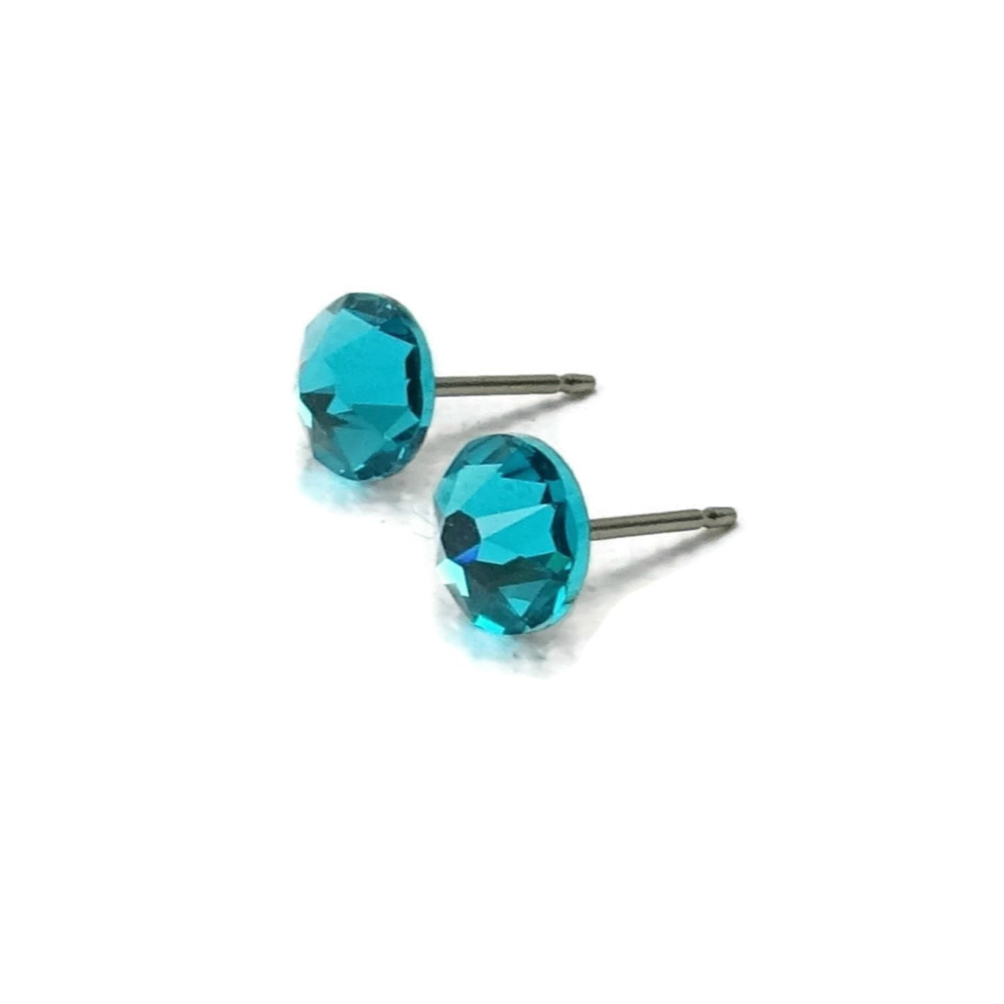 Blue Zircon Titanium Stud Earrings