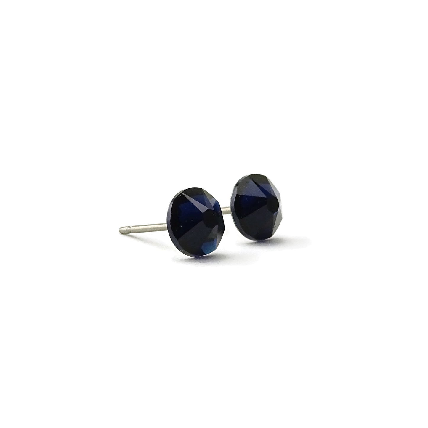 Dark Indigo Titanium Stud Earrings