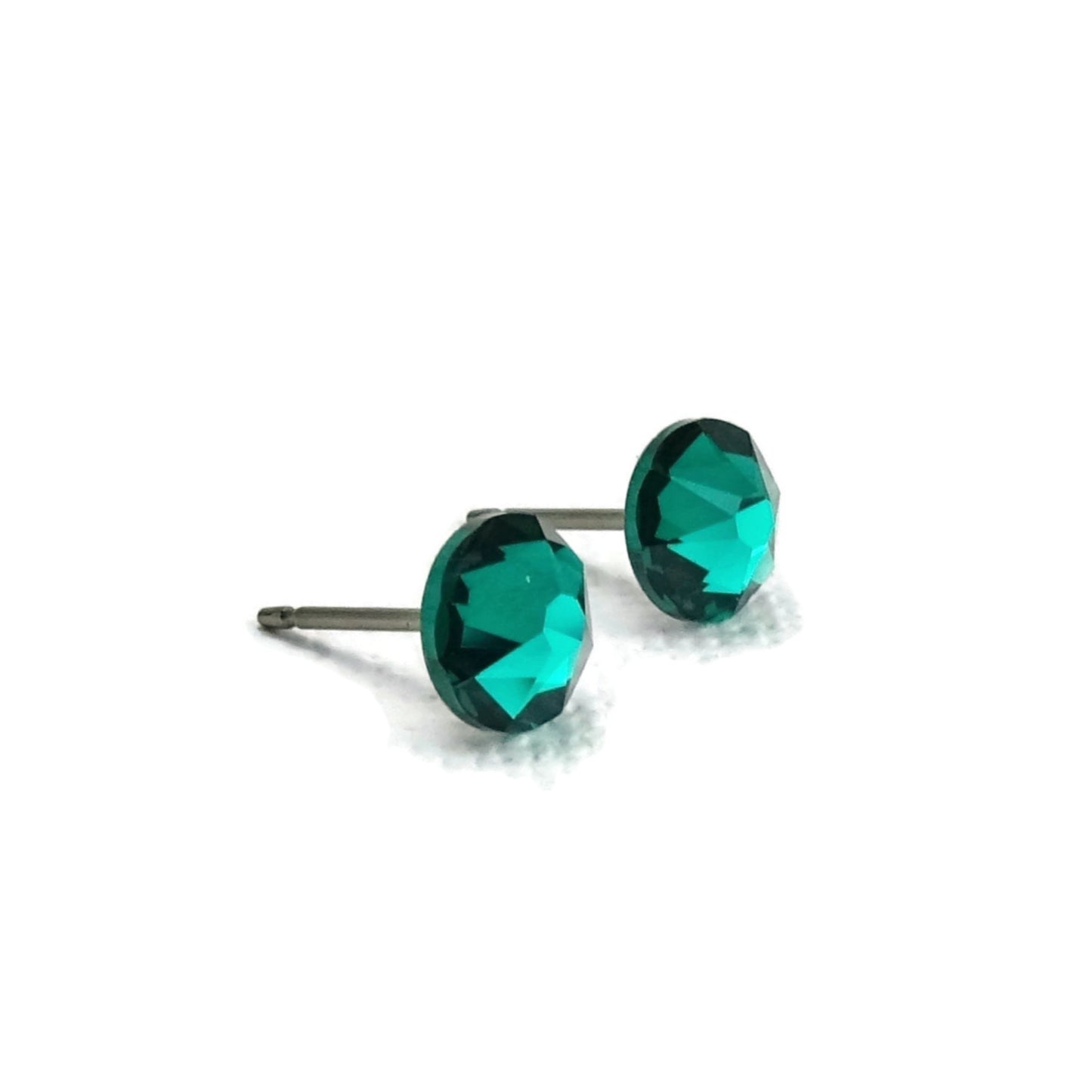 Emerald Titanium Stud Earrings
