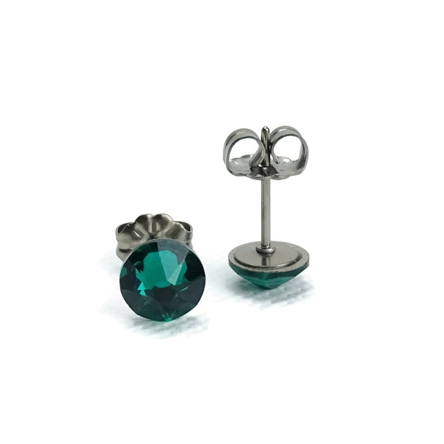 Emerald Titanium Post Earrings