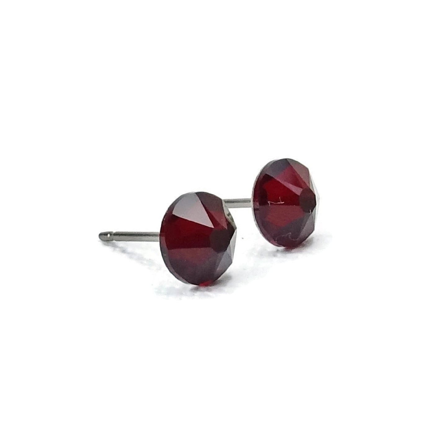 Garnet Titanium Stud Earrings