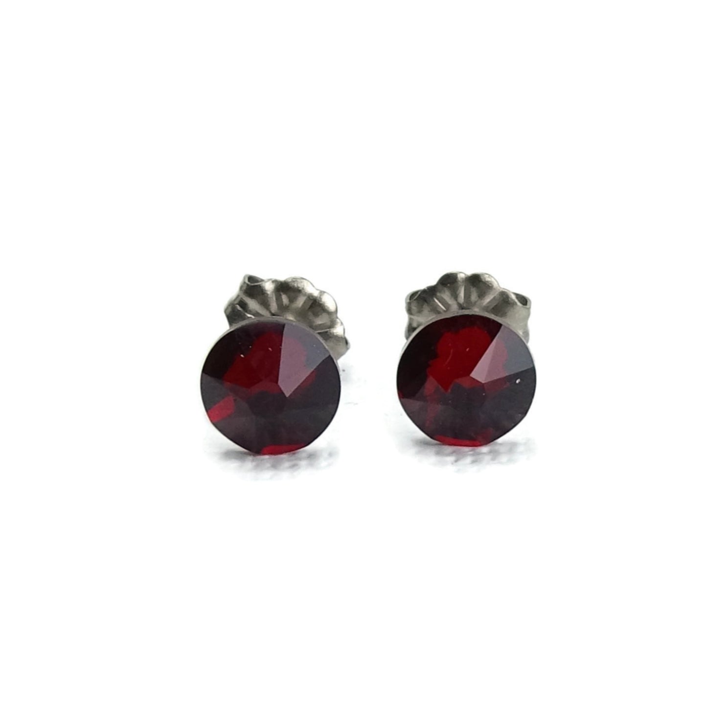 Garnet Titanium Stud Earrings for Sensitive Ears