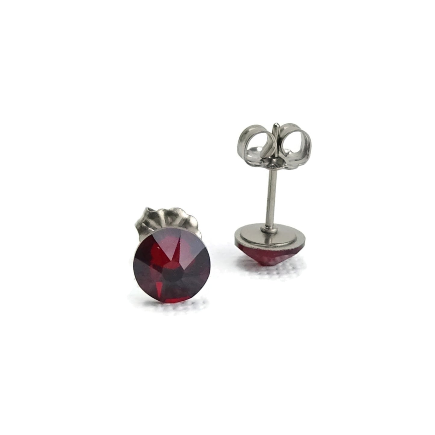 Garnet Titanium Post Earrings