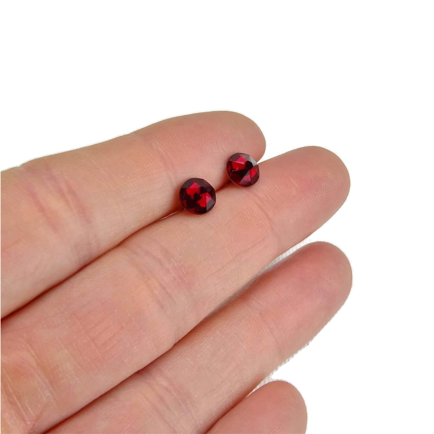 Garnet Nickel Free Stud Earrings