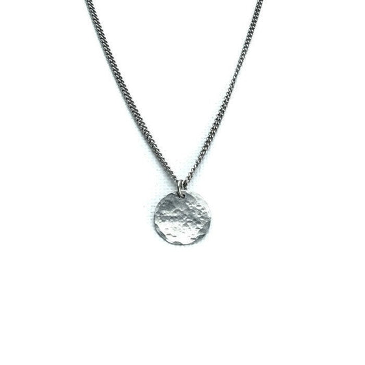 Titanium Necklace Small Disc, Niobium Circle Disk Necklace, Modern Hypoallergenic Niobium and Titanium Necklace for Sensitive Skin