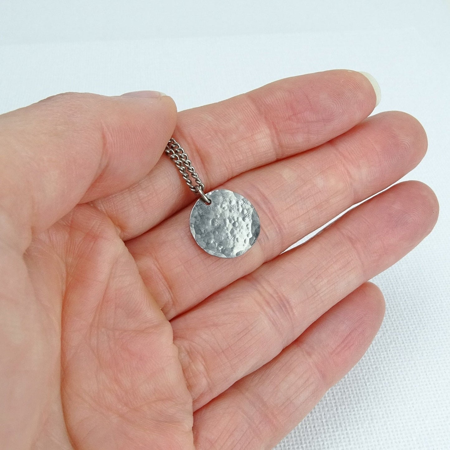 Titanium Necklace Small Disc, Niobium Circle Disk Necklace, Modern Hypoallergenic Niobium and Titanium Necklace for Sensitive Skin