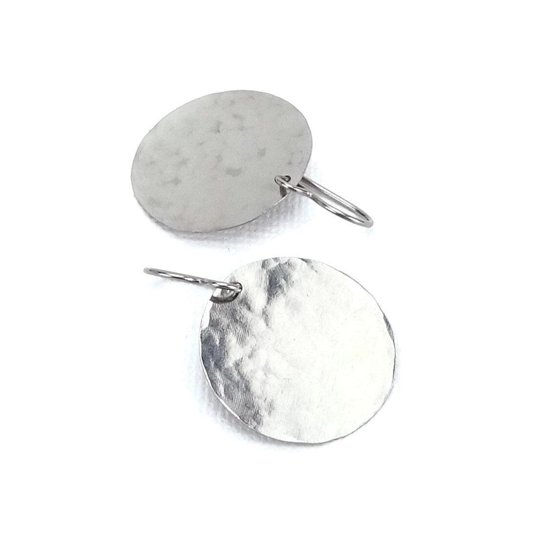 Titanium Earrings Large Hammered Disc, Large Circle Disk Niobium Earrings, Nickel Free Hypoallergenic Disks Earrings for Sensitive Ears