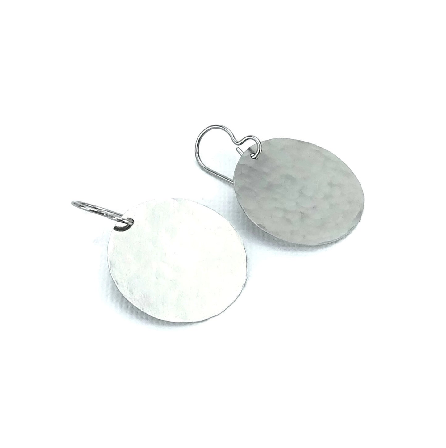Titanium Earrings Large Hammered Disc, Large Circle Disk Niobium Earrings, Nickel Free Hypoallergenic Disks Earrings for Sensitive Ears