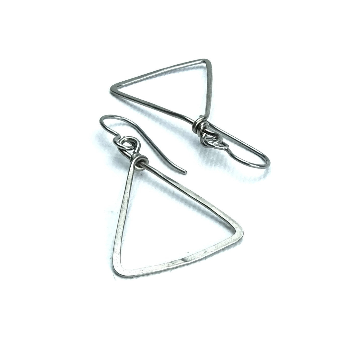 Triangle Niobium Earrings, Geometric Hammered Niobium Hypoallergenic Earrings for Sensitive Ears, Niobium or Titanium Earings