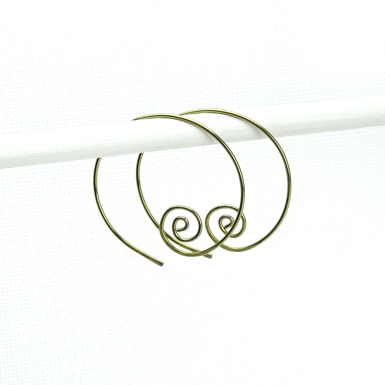 Niobium Hoops Spirals Gold Niobium Spiral Hoop Earrings, Hypoallergenic Hoops for Sensitive Ears, Niobium Hoops