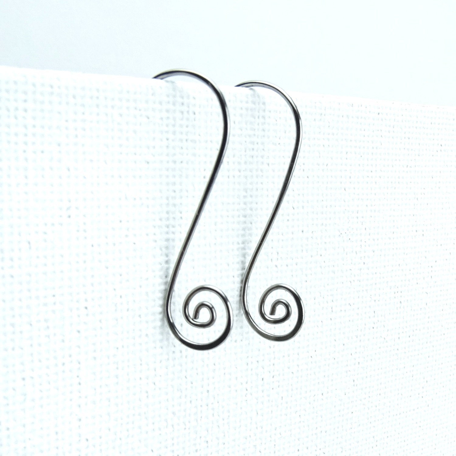 Niobium Earwires Swan Spiral Hooks, Hypoallergenic Ear Wires Silver-color Niobium Earrings for Sensitive Ears, Niobium Jewellery