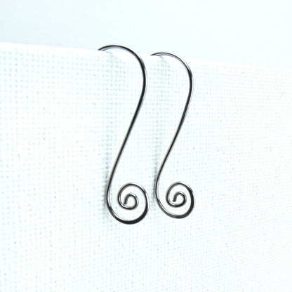 Niobium Earwires Swan Spiral Hooks, Hypoallergenic Ear Wires Silver-color Niobium Earrings for Sensitive Ears, Niobium Jewellery