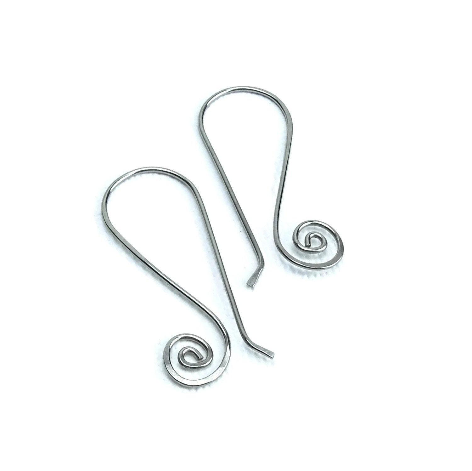 Niobium Earwires Swan Spiral Hooks, Hypoallergenic Ear Wires Silver-color Niobium Earrings for Sensitive Ears, Niobium Jewellery