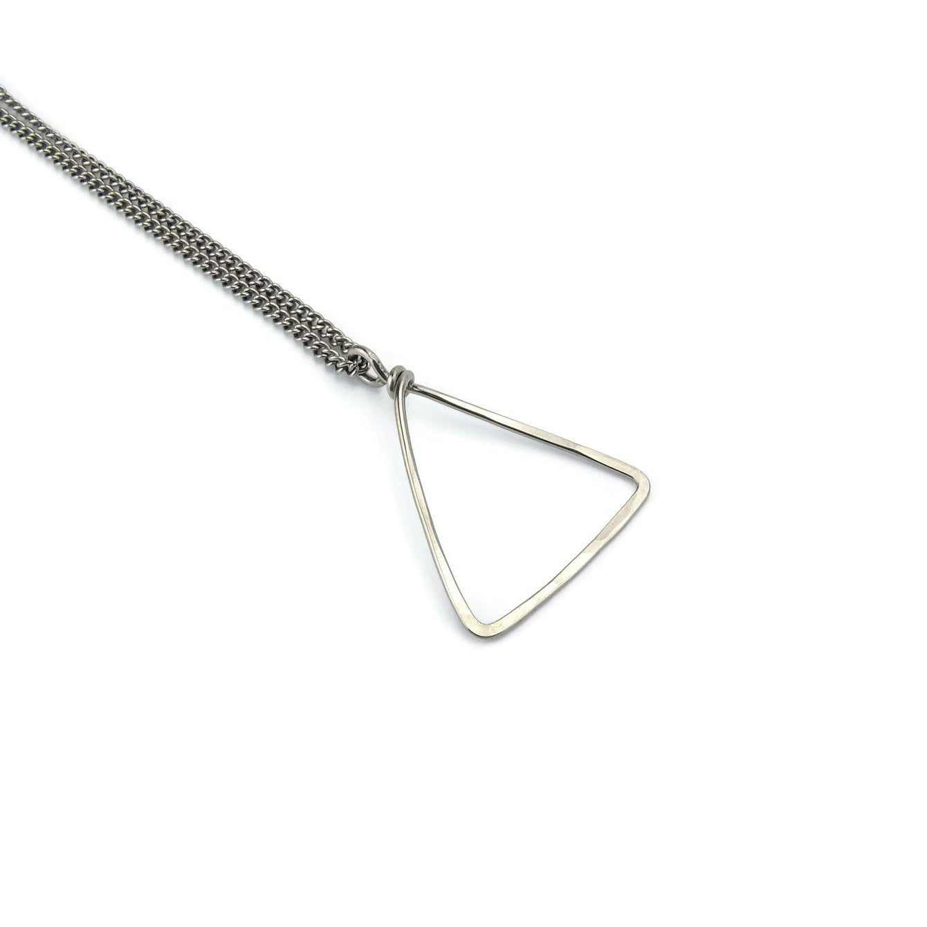 Triangle Titanium Necklace, Everyday Modern Geometric Shaped Necklace, Hypoallergenic Niobium and Titanium No Nickel Triangle Necklace