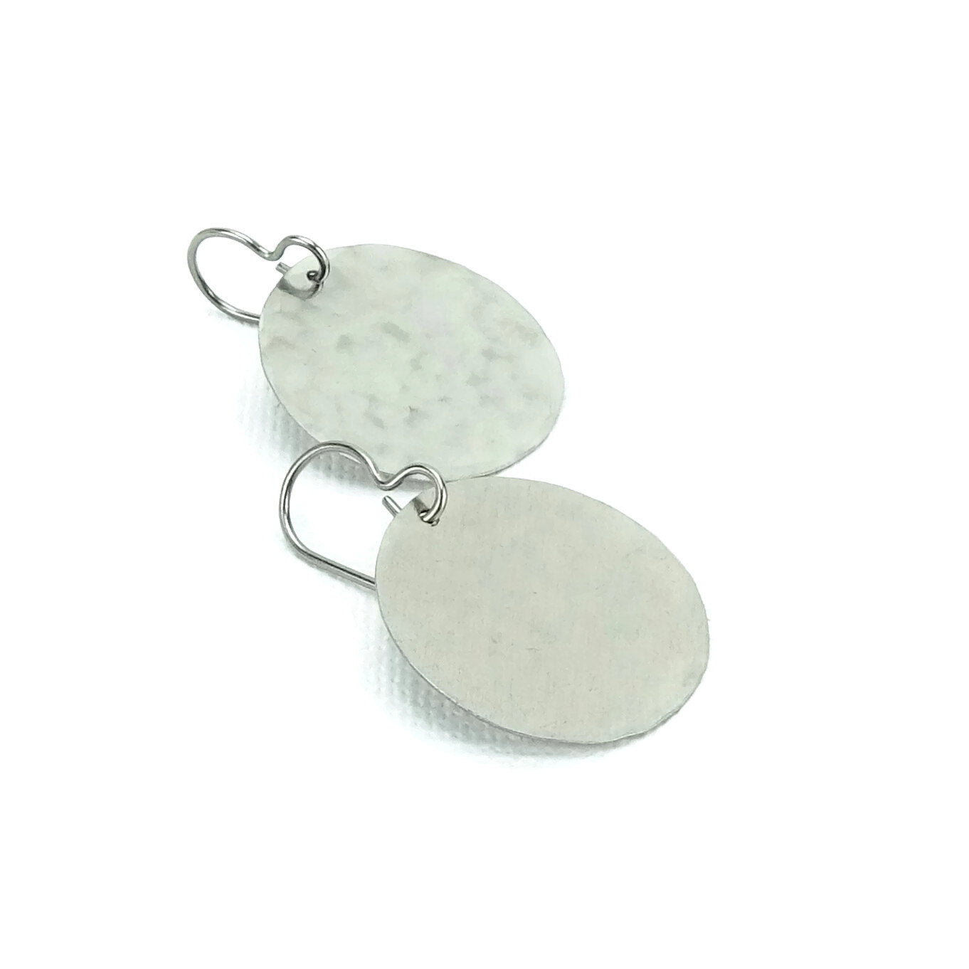 Titanium Earrings Large Hammered Disc, Large Circle Disk Niobium Earrings, Nickel Free Hypoallergenic Disks Earrings for Sensitive Ears