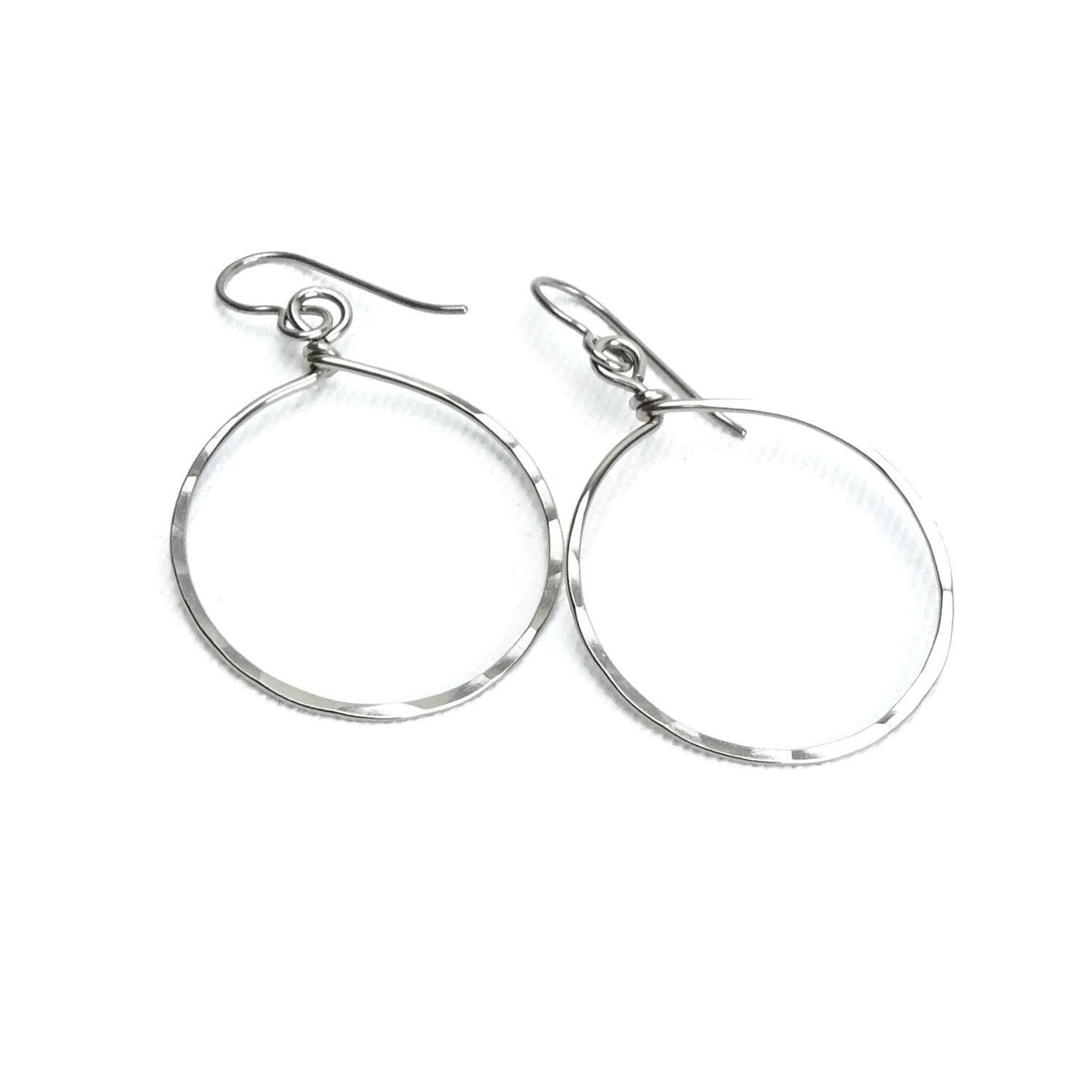 Big Dangle Hoops Niobium Earrings, Titanium Earrings for Sensitive Ears, Hypoallergenic Nickel Free Earrings, Non Allergic Hammered Circles