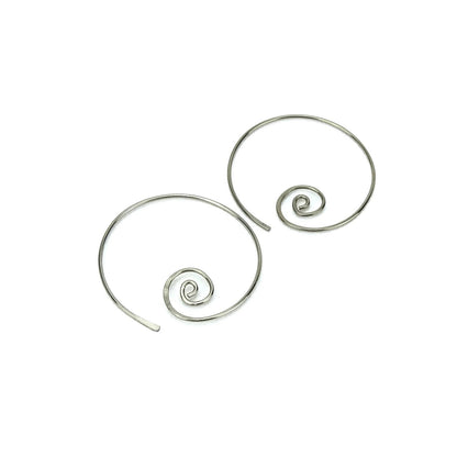 Niobium Earrings Spiral Hoops, Silver Color Niobium Spiraling Hoop Earrings for Sensitive Ears, Hypoallergenic Nickel Free Jewellery