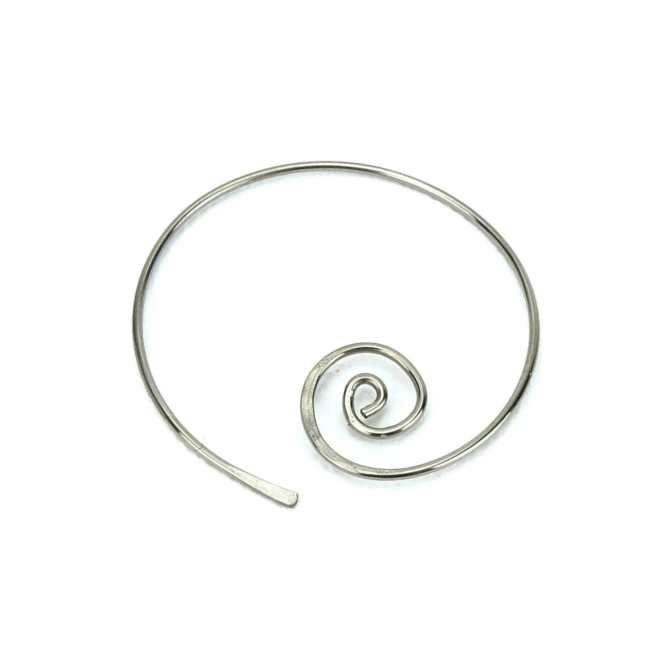 Niobium Earrings Spiral Hoops, Silver Color Niobium Spiraling Hoop Earrings for Sensitive Ears, Hypoallergenic Nickel Free Jewellery