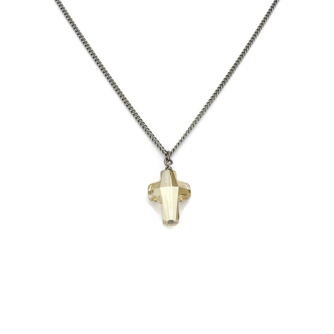 Titanium Necklace Gold Cross European Crystal