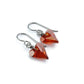 Red Heart Niobium Earrings, Wire Wrapped Niobium Earrings for Sensitive Ears, Magma Red Love Heart Hypoallergenic No Nickel Titanium Earring