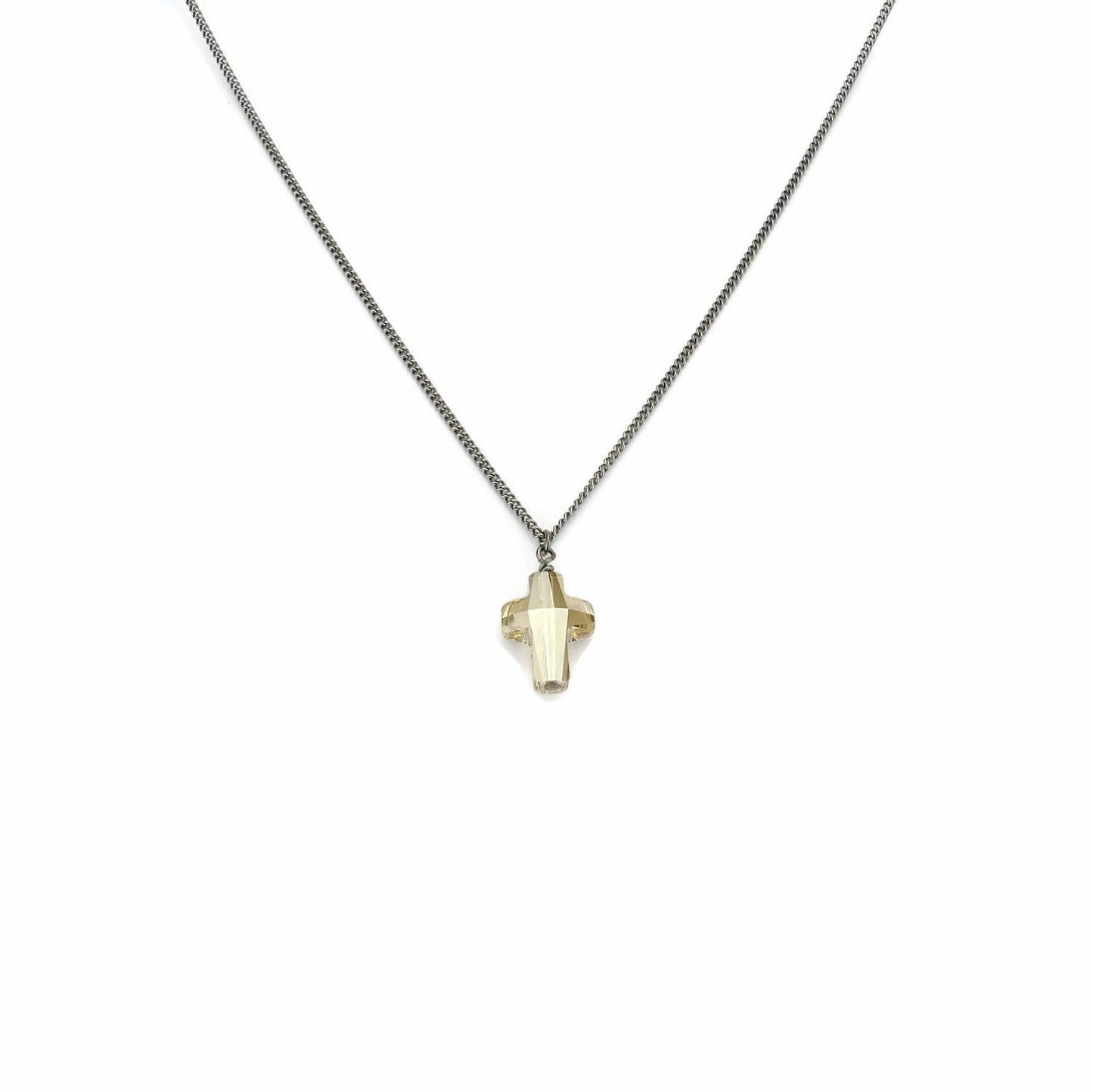 Titanium Necklace Gold Cross European Crystal
