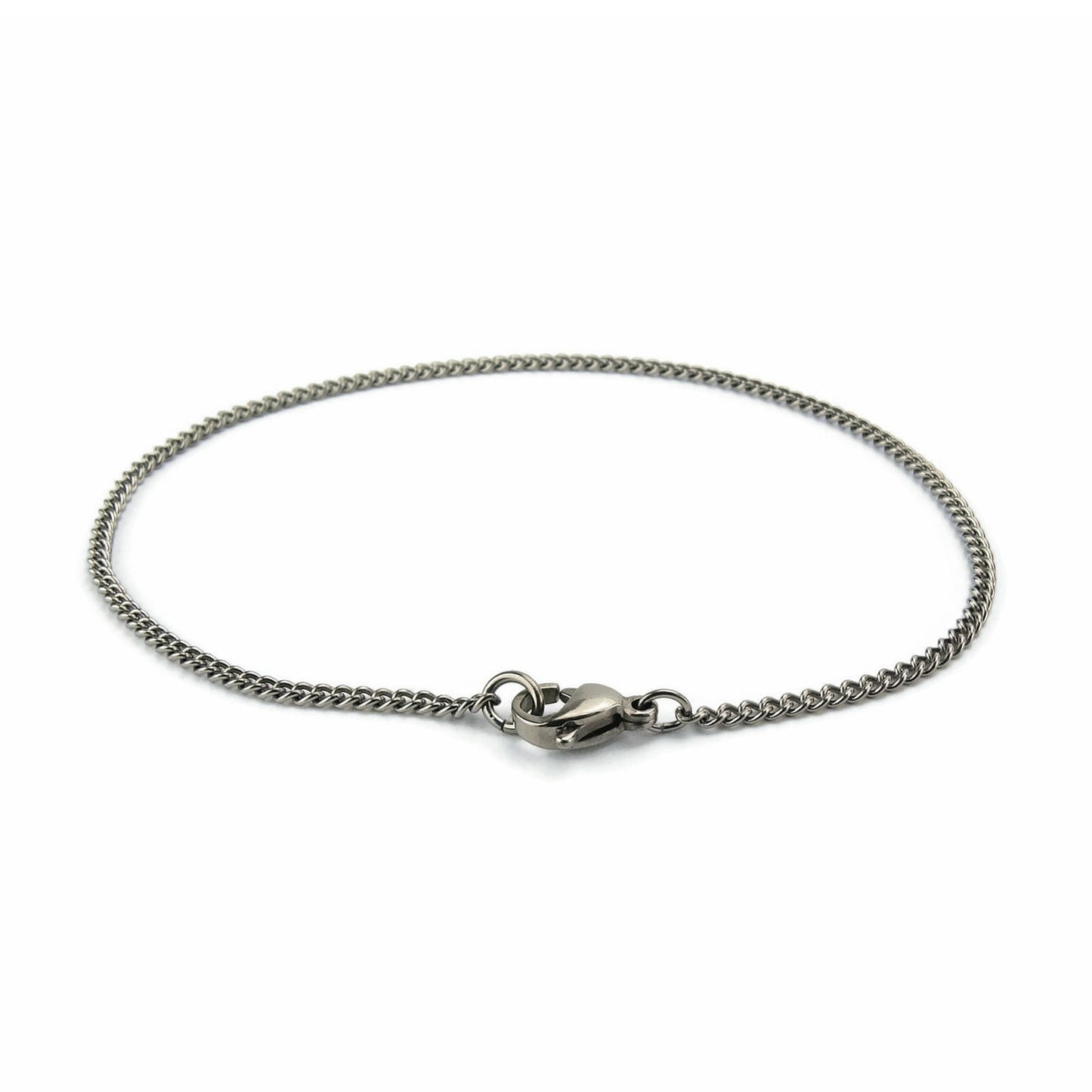 Simple Titanium Bracelet, Pure Titanium Chain Bracelet for Sensitive Skin, For Her or Him, Curb Chain Titanium Bracelet or Anklet