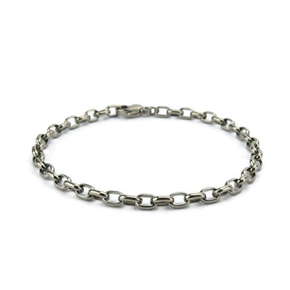 Half Round Oval Cable Link Titanium Bracelet