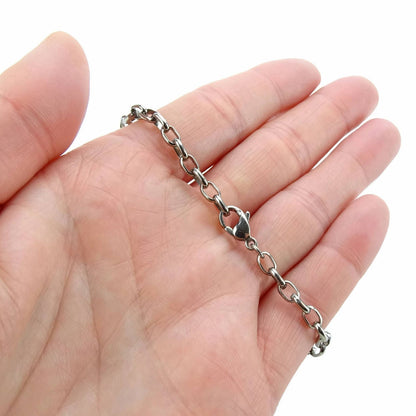 Half Round Oval Cable Link Titanium Bracelet
