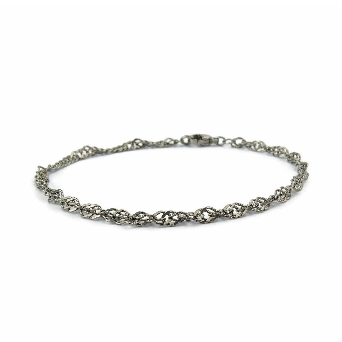 Singapore Style Titanium Bracelet, Pure Titanium Chain Bracelet for Sensitive Skin, Singapore Curb Chain Titanium Bracelet or Anklet