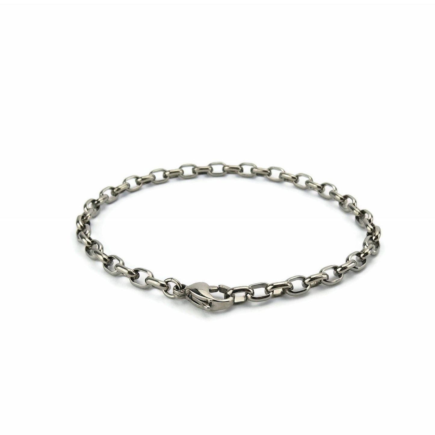 Half Round Oval Cable Link Titanium Bracelet